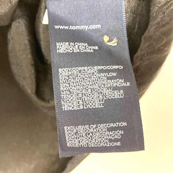 Tommy Hilfiger Popover Blouse Size XXL Black on Black Swiss Dot Ruffled Neck - Picture 5 of 6